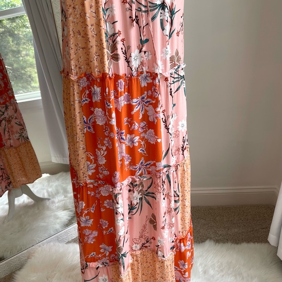 GiGiO Patchwork Floral Boho Flowy Midi Sun Dress - Picture 5 of 13